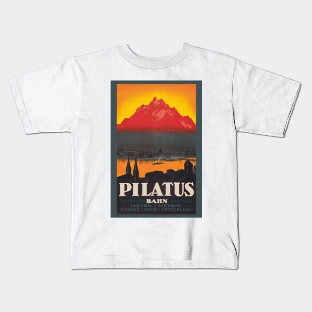 Pilatus Bahn Switzerland Vintage Poster 1910 Kids T-Shirt by vintagetreasure